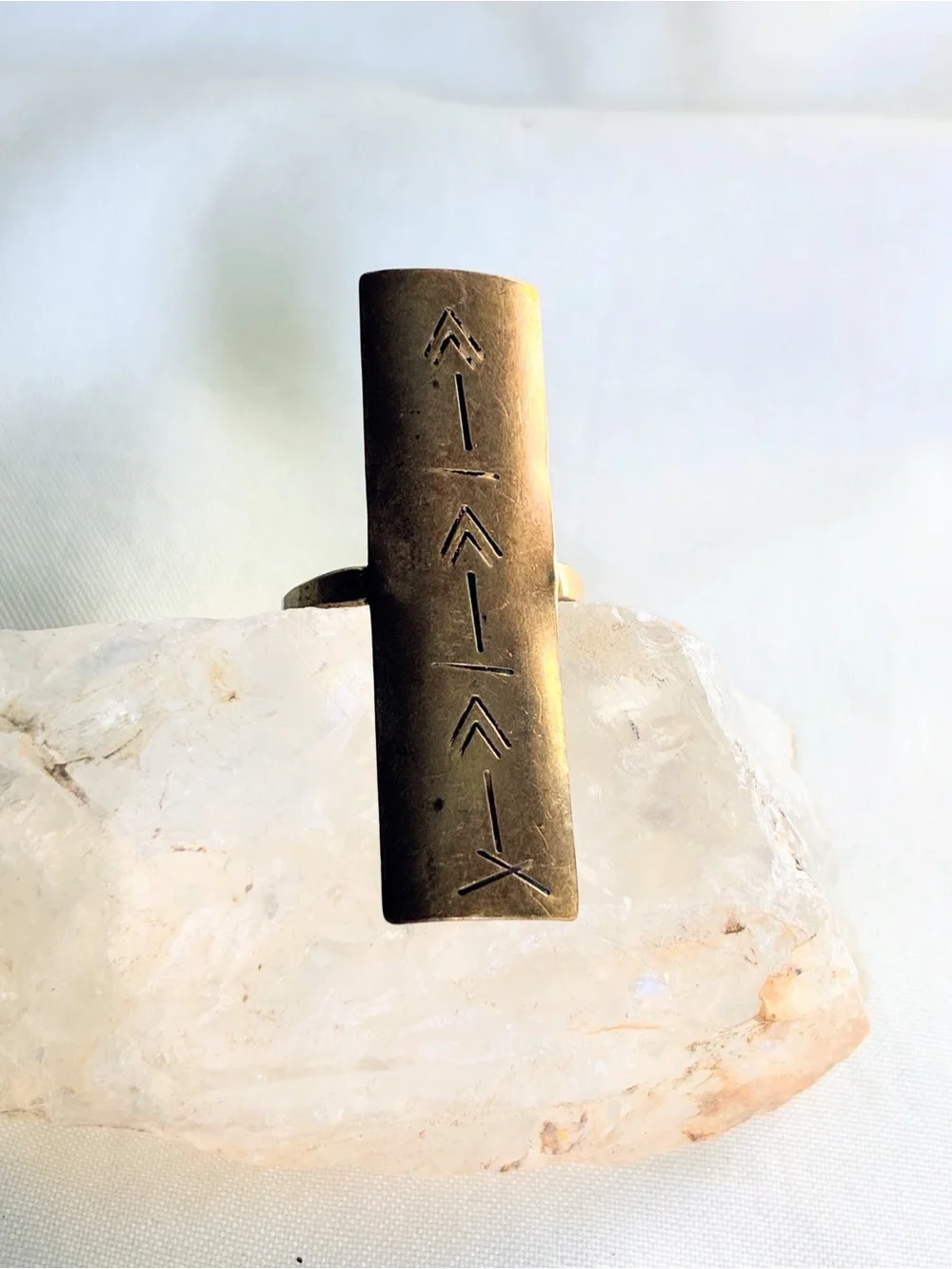 Gold-Tone Tribal Bar Statement Ring - Women Jewelry - Picture 6 of 9